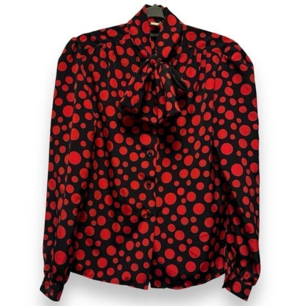 Vintage Polka Dot Bow Tie Button Down Shirt